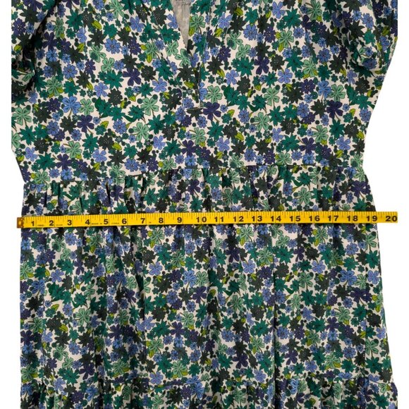 Aly Daly Floral Midi Dress Green Multicolor Long Sleeve Pleated Boho Size M - Picture 8 of 9